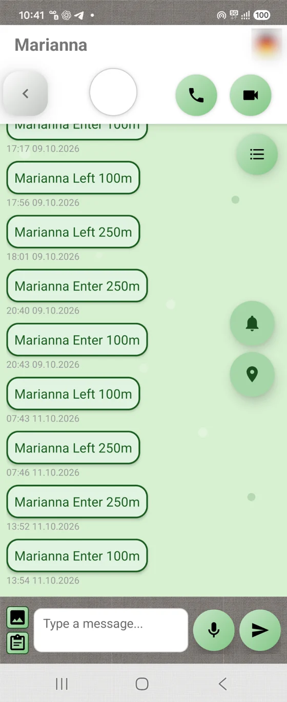 The main private chat screen