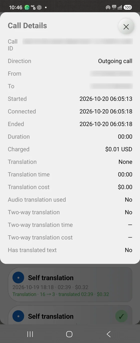 Detailed call statistics