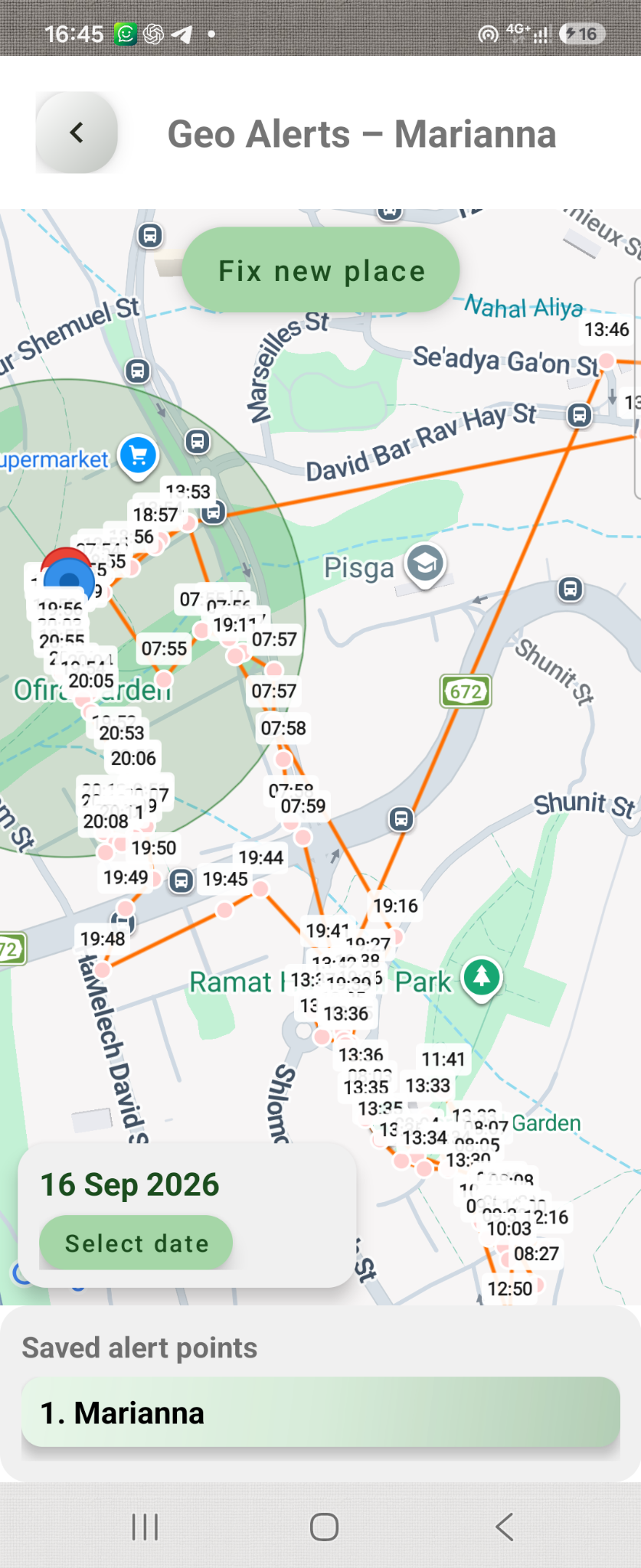 The Geo Alerts map and location history in Connecter