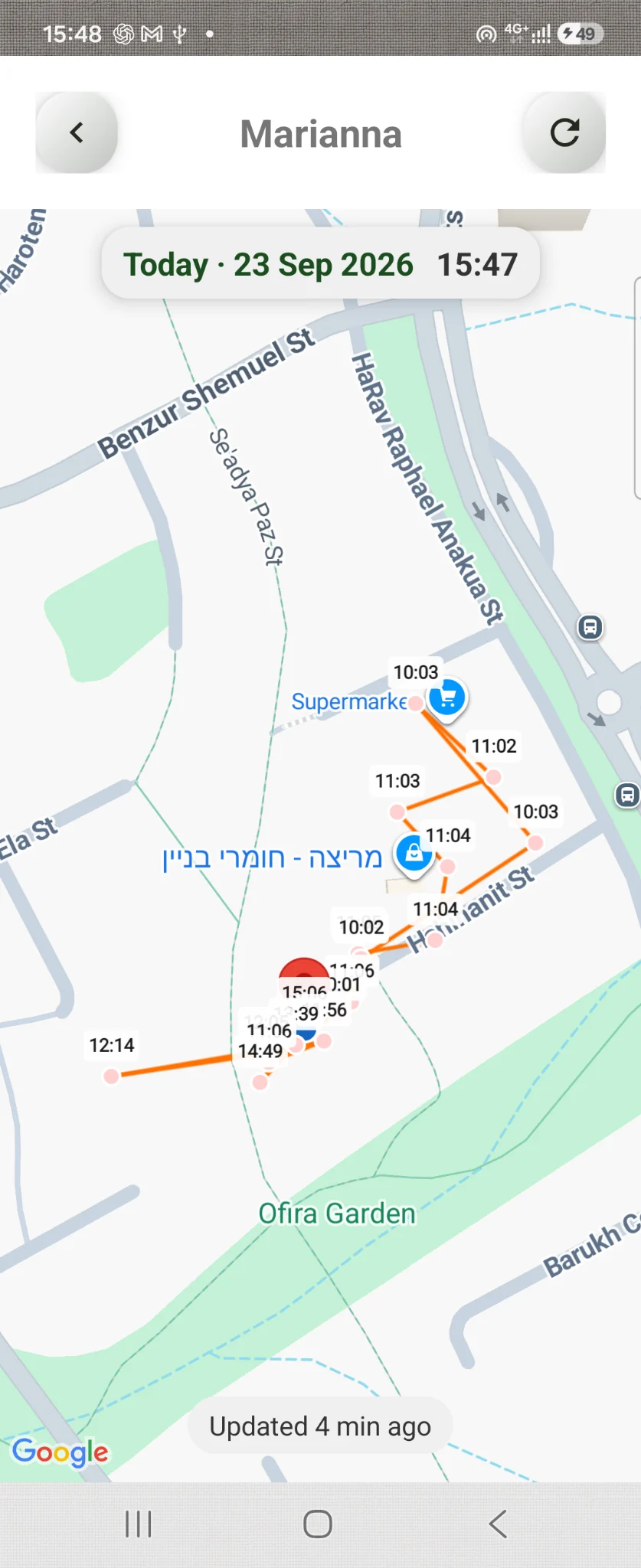 The location map in the Connecter app