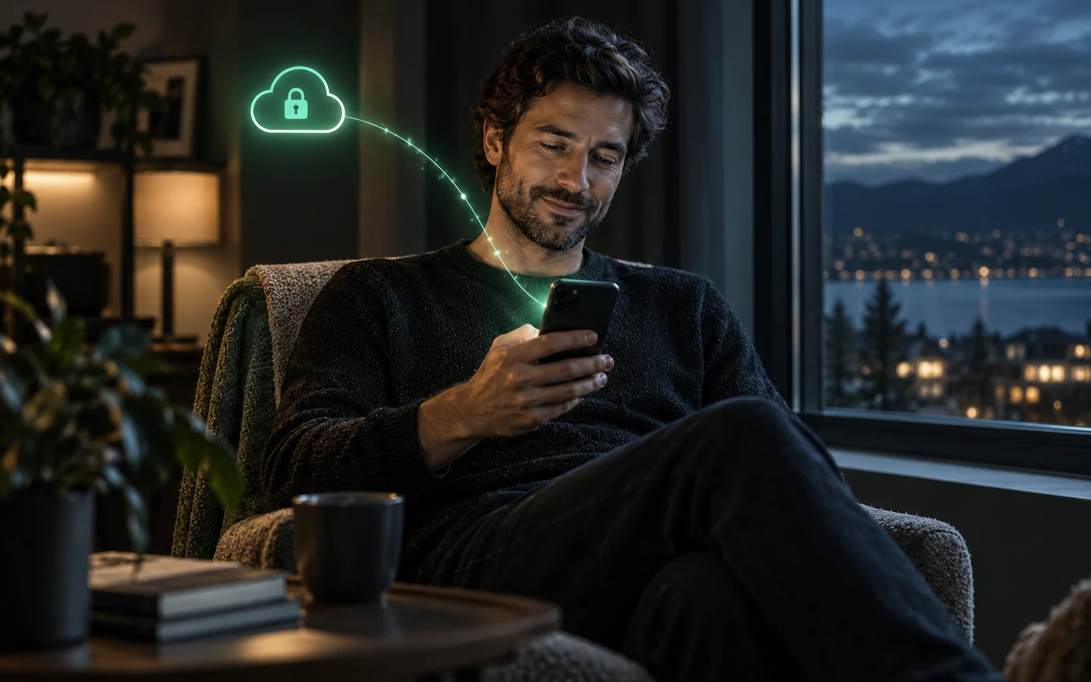 A person safely using Connecter on their phone again