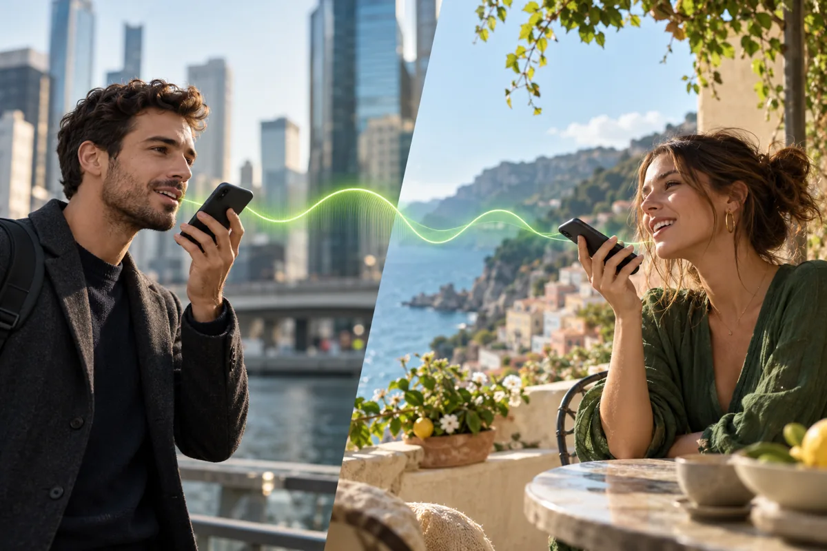 People from different countries communicating with Connecter